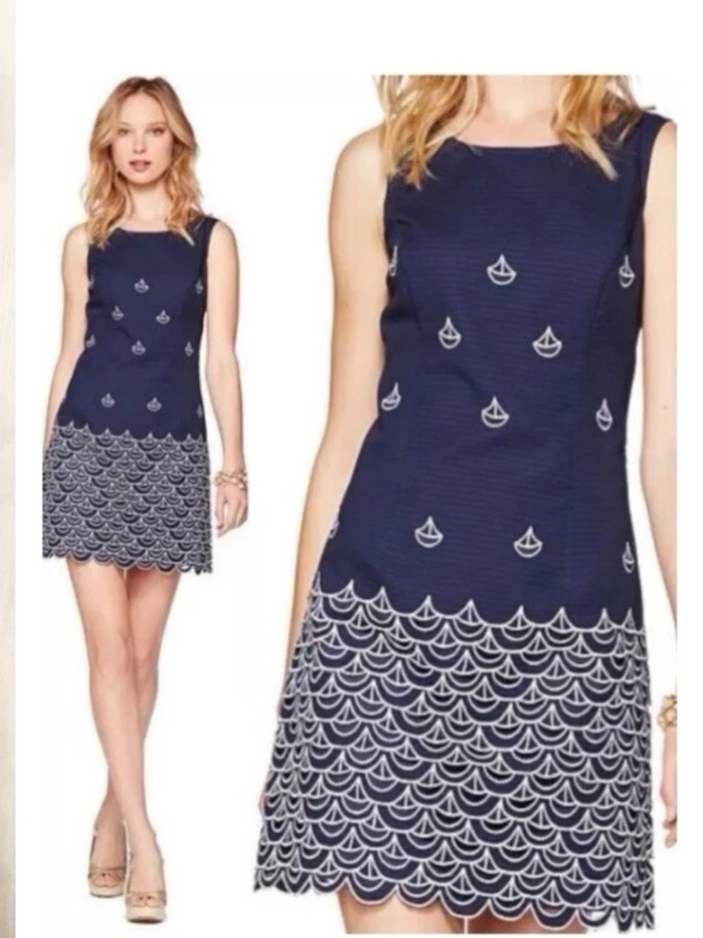 Nautical vintage 100% cotton Lilly Pulitzer embroidered nautical dress Sz.0 248$